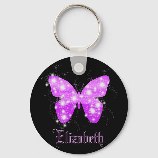 Porte-clés Nom des étoiles de papillon violet noir (Recto)