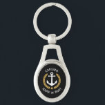 Porte-clés Nom du bateau capitaine Ancre Gold Style Laurel Me<br><div class="desc">Un porte - clé en métal personnalisé avec votre nom de bateau, nom de famille ou autre texte désiré et titre de capitaine ou autre grade selon les besoins. Doté d'une ancre nautique conçue sur mesure, de feuilles de laurier de style or et d'emblème d'étoile sur un arrière - plan...</div>