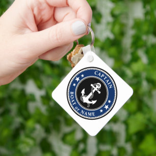 Porte-clés Nom du bateau capitaine Ancre Stars Rope Photo Ret