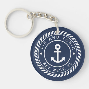 Porte-clés Nom du bateau de la marine et de la Ancre blanche