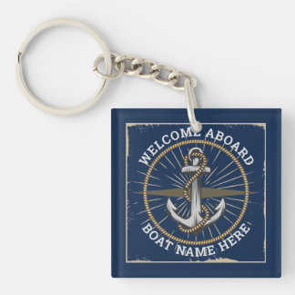 Porte-clés Nom du bateau personnalisé bienvenue à bord de l'a