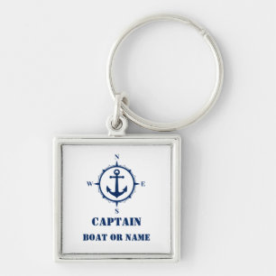 Porte-clés Nom du capitaine ou du bateau Ancre de boussole ma