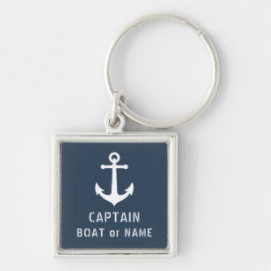 Porte-clés Nom du capitaine ou du bateau Ancre Vintage marine