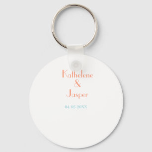 PORTE-CLÉS NOM DU COUPLE PEACH GREEN DATE MARIAGE ROMANTIQUE