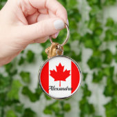 Porte-clés Nom du drapeau du Canada à feuille d'érable rouge (Main)