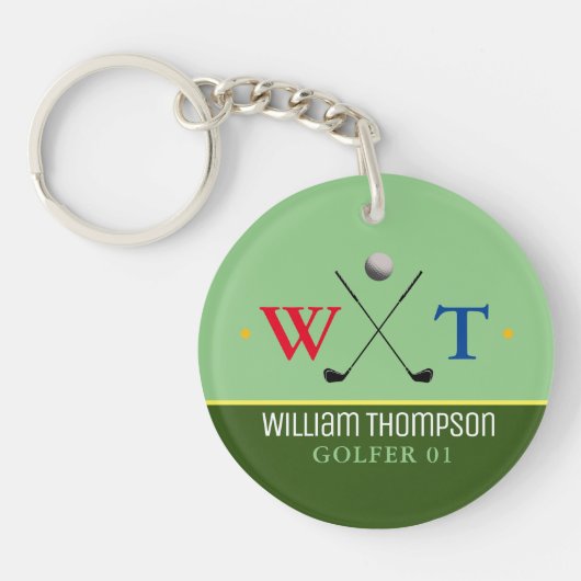Porte-clés Nom du golfeur et initiale Monogramme (Devant)