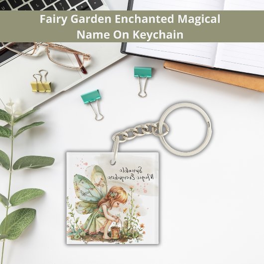 Porte-clés Nom Du Jardin Fairy Enchanted Sur Fleur sauvage