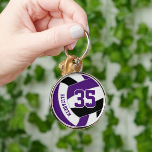 Porte-clés nom du joueur violet noir couleurs de l'équipe vol