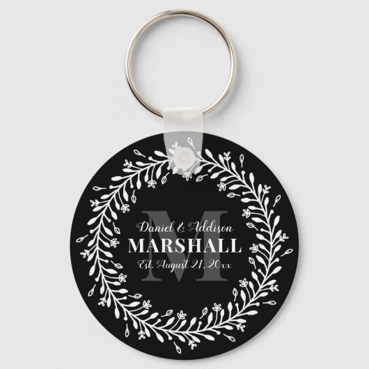 Porte-clés Nom du monogramme de couronnes de couple mariées à (Recto)