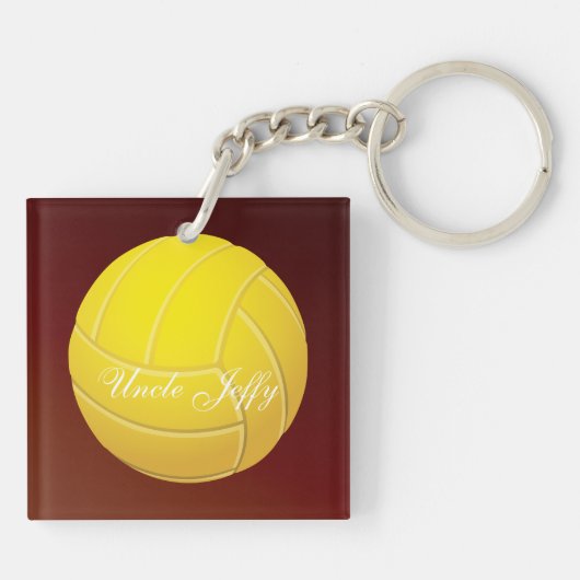 Porte-clés Nom du monogramme de volleyball jaune (Dos)