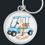 Porte-clés Nom du monogramme des clubs de panier personnalisé<br><div class="desc">Clubs de panier personnalisés avec nom et porte - clé monogrammé —C'est un cadeau idéal pour tous les amateurs de golf — simple et élégant. Personnalisez-le avec leurs initiales/monogrammes. Si vous avez des questions de conception ou une demande spéciale,  veuillez envoyer un courriel à : charmdesignstudio@rcn.com</div>