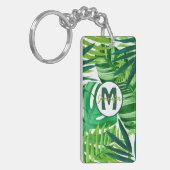 Porte-clés Nom du monogramme des Feuilles tropicaux verts (Devant gauche)