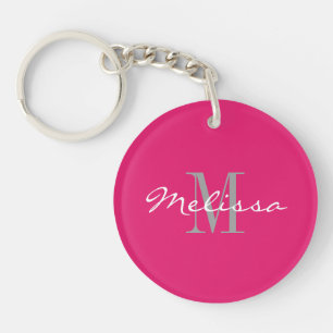 Porte-clés Nom du monogramme initial Porte - clé rose