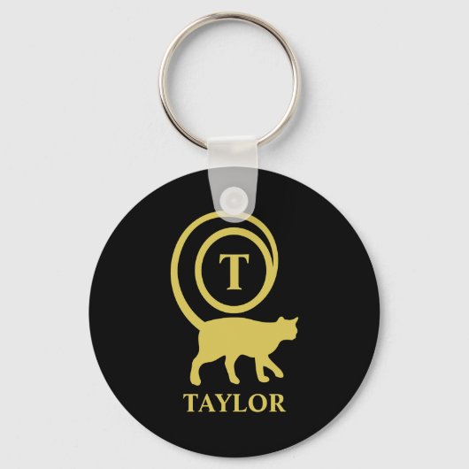 Porte-clés Nom du monogramme Kitty initial Chat Lover Black G (Recto)