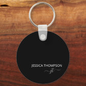 Porte-clés Nom du monogramme noir moderne personnalisé (Recto)