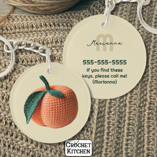 Porte-clés Nom du monogramme Pêche au Crochet moderne minimal