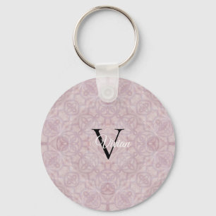 Porte-clés Nom du monogramme rose