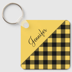 Porte-clés Nom du Motif de contrôle du Buffalo Jaune