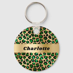 Porte-clés Nom du motif du léopard vert émeraude
