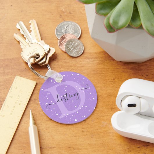 Porte-clés Nom du Motif pointillé mignon Monogrammé Signature (Bureau)
