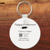 Porte-clés Nom du restaurant scan QR menu ajouter les coordon (Recto)