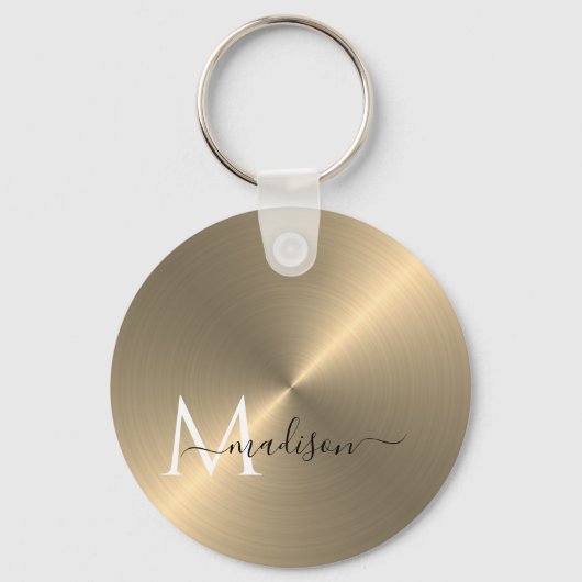 Porte-clés Nom du script métal radial or (Recto)