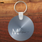 Porte-clés Nom du script métallique métallique radial argenté (Recto)