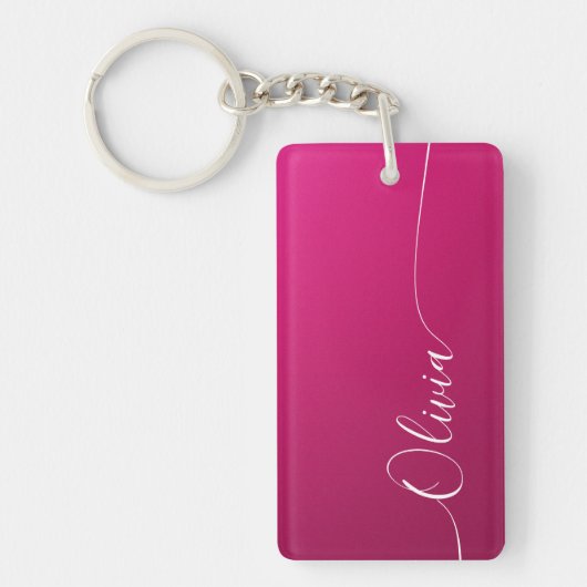 Porte-clés Nom élégant en calligraphie avec reflets roses et (Devant)