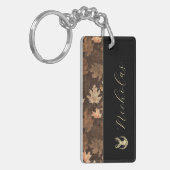 Porte-clés Nom élégant en script noir, camouflage et or (Devant gauche)