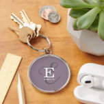Porte-clés Nom élégant unique et typographie de monogramme vi<br><div class="desc">Un beau design porte - clé avec une élégante représentation stylisée de votre nom et monogramme avec sérifs classiques et une typographie plus ornée dans une harmonie équilibrée et symétrique. Les trois éléments se fondent dans une harmonie sophistiquée et créent votre propre logo de marque personnelle. Montré ici avec un...</div>