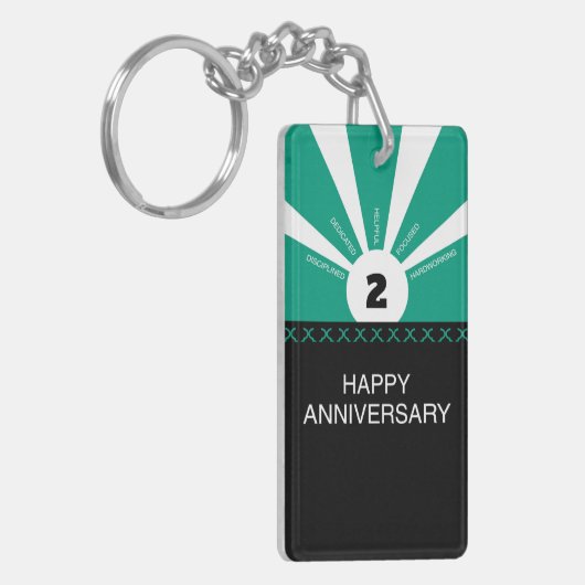 Porte-clés Nom et année personnalisés, Anniversaire de l'empl (Devant gauche)