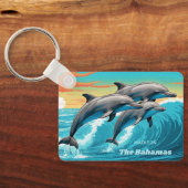 Porte-clés Nom et emplacement personnalisés Dauphin (Verso)