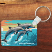 Porte-clés Nom et emplacement personnalisés Dauphin (Recto)