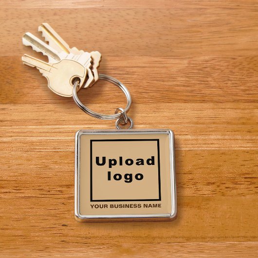 Porte-clés Nom et logo de l'entreprise, Carré Brown léger Pre