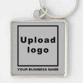 Porte-clés Nom et logo de l'entreprise sur le Carré gris Prem (Devant)