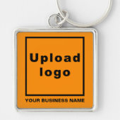 Porte-clés Nom et logo de l'entreprise sur Orange Carré Premi (Devant)