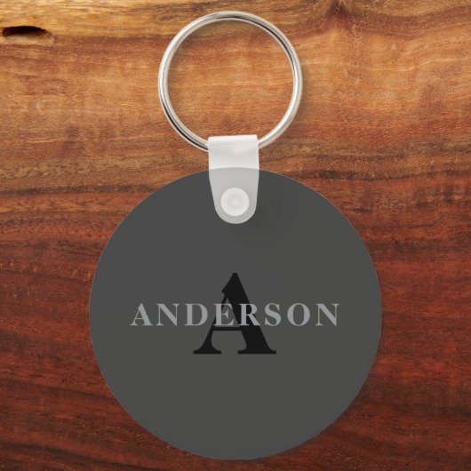 Porte-clés Nom et monogramme | Dark Gray (Verso)