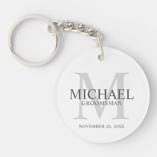 Porte-clés Nom et monogramme des Groomsmen personnalisés (Devant)