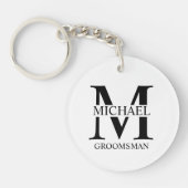 Porte-clés Nom et monogramme du Groomsman personnalisé (Devant)