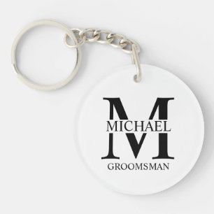 Porte-clés Nom et monogramme du Groomsman personnalisé