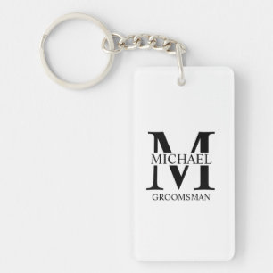 Porte-clés Nom et monogramme du Groomsman personnalisé