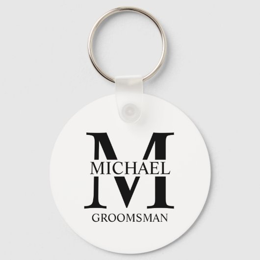 Porte-clés Nom et monogramme du Groomsman personnalisé (Recto)