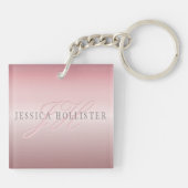 Porte-clés Nom et monogramme | Soft FAUX Rose Gold Blush (Dos)