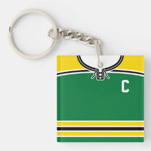 Porte-clés Nom et numéro Jaune et Jersey de hockey vert