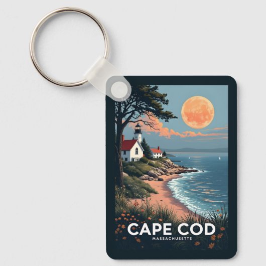 Porte-clés Nom et numéro personnalisés Cape Cod Massachusetts (Recto)