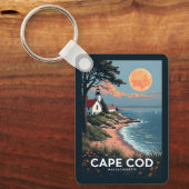 Porte-clés Nom et numéro personnalisés Cape Cod Massachusetts (Recto)