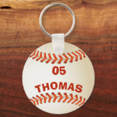 Porte-clés Nom et numéro personnalisés Modèle Baseball Sports (Recto)