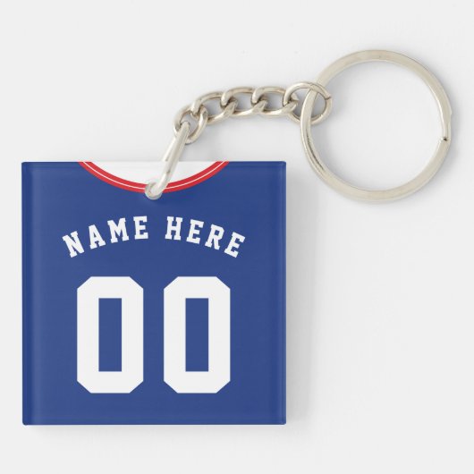 Porte-clés Nom et numéro Soccer Jersey Clavier Bleu Rouge Bla (Dos)