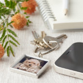 Porte-clés Nom et photo chic simple et élégant de l'animal de (Côté)