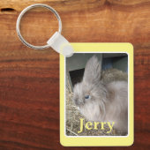 Porte-clés Nom et photo du lapin d'animal de compagnie jaune (Recto)